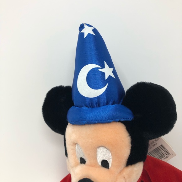 Walt Disney World Sorcerer Mickey Bean Bag Plush Red Robe Hat Moon Stars 13” - Picture 4 of 6